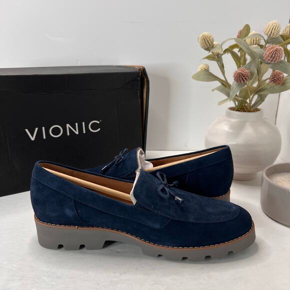 Vionic Finley Slip On Comfort Shoes Suede Loafers Syrah Blue Women 9.5 M NWB - Picture 6 of 11
